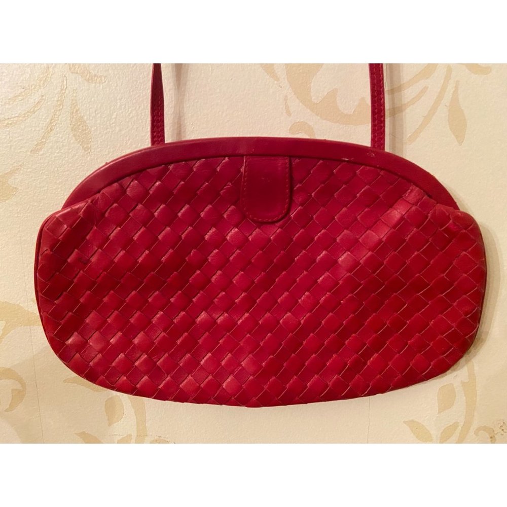 Suarez New York Red Basket weave Leather Handbag